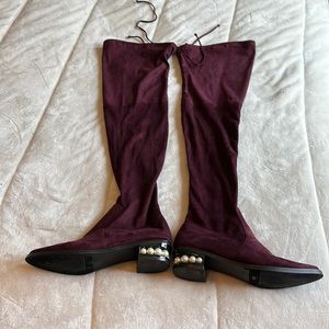 Catherine Malandrino- faux pearl over the knee boots